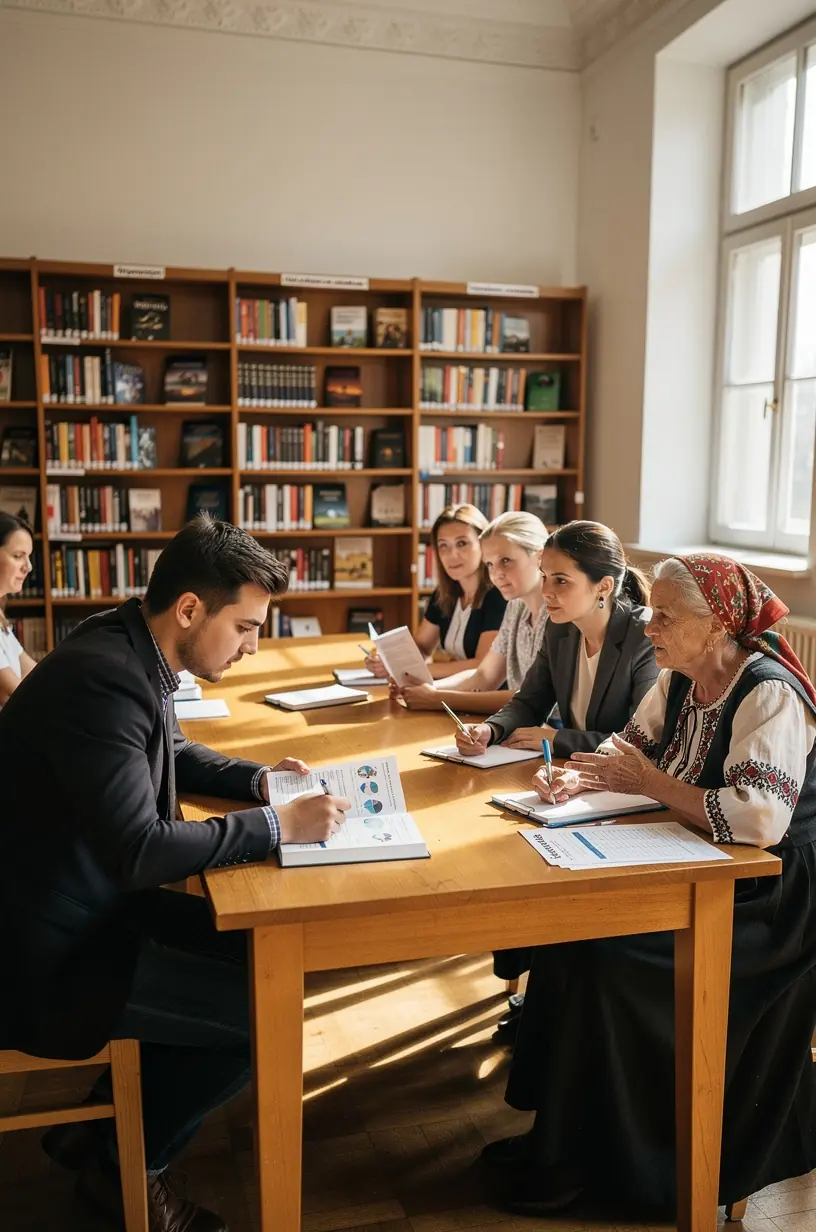Előadó magyaráz pénzügyi stratégiákat egy offline workshopon, hallgatóság figyelmes