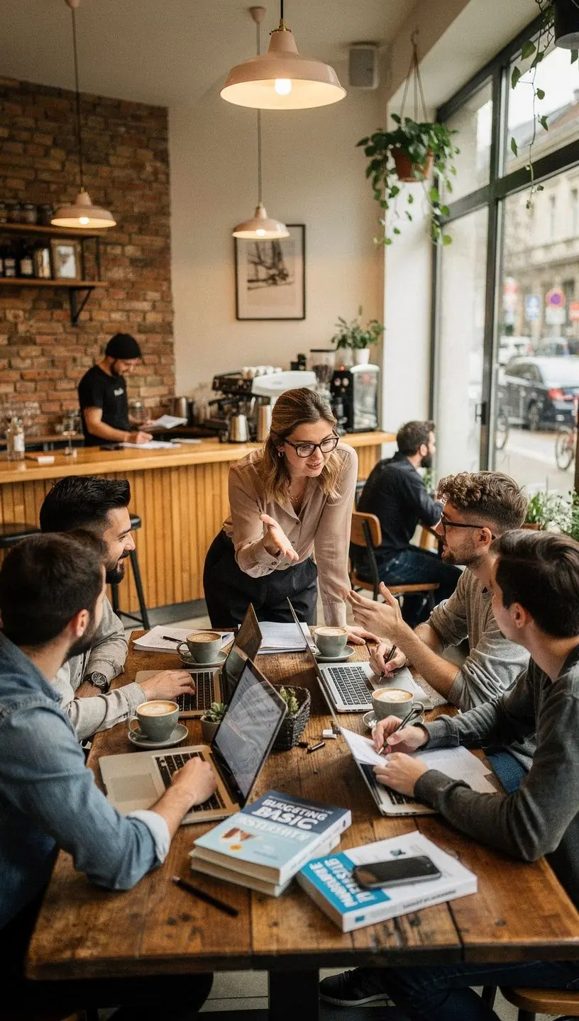 Fiatal nő jegyzeteket készít pénzügyi szemináriumon egy modern tanteremben