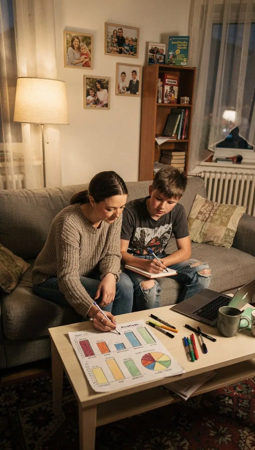 Könyvcsomagok a pénzügyi fegyelemről, rendezett asztalon, természetes fényben